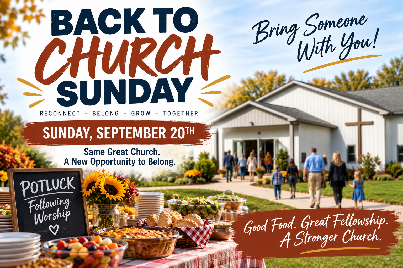 Back to Church Sunday, September 20th: reconnect, belong, grow, together