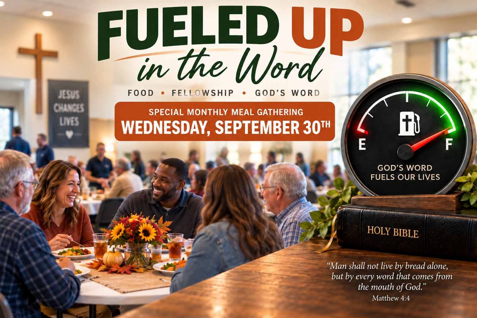 Fueled Up in the Word: monthly meal gathering, September 30th