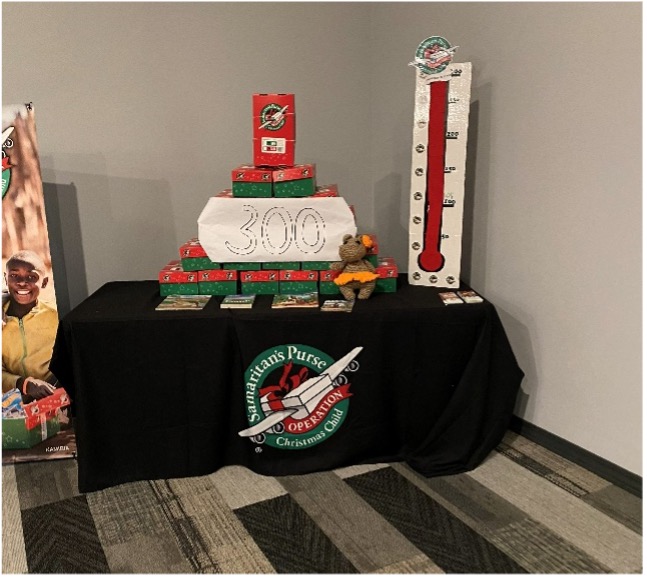 Volunteers packing Operation Christmas Child shoeboxes